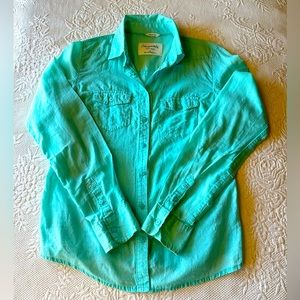 Aeropostale blouse, turquoise color, lightweight, cotton, petite small size